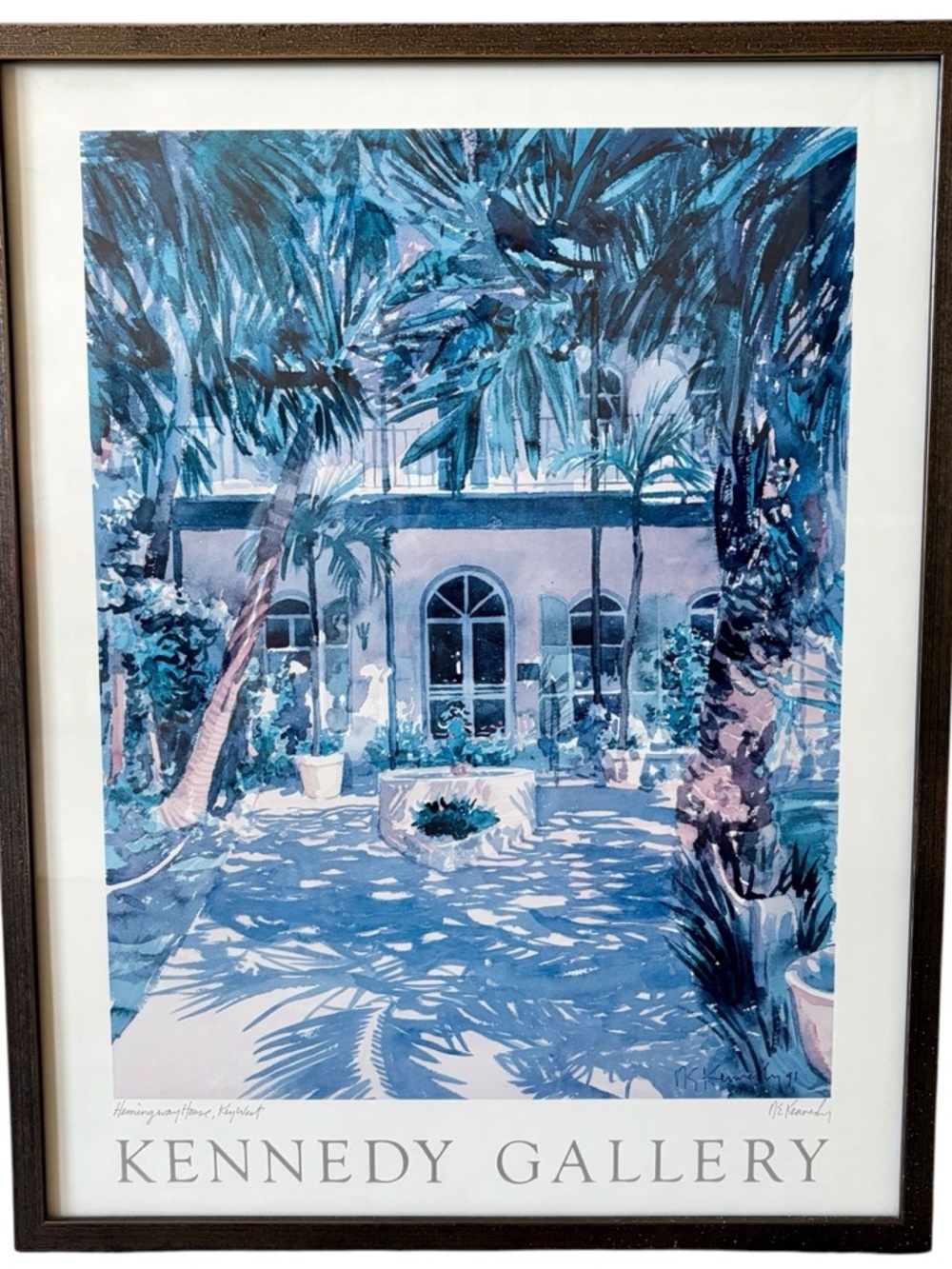 Signed Robert E Kennedy Painting Lithograph Print Hemingway House Key West FRAME
